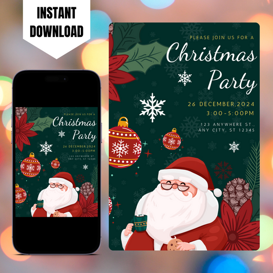 Santa Claus Christmas Party Invitation Template