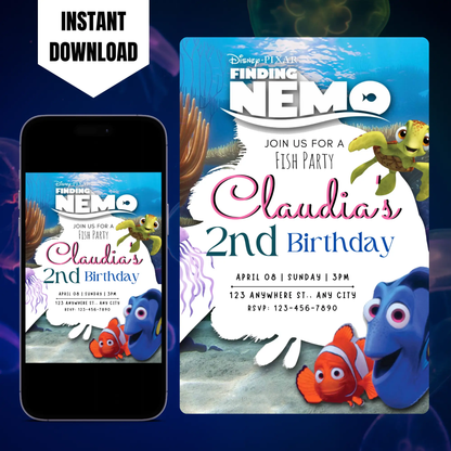 Finding Nemo Birthday Invitation Template CreativeRino