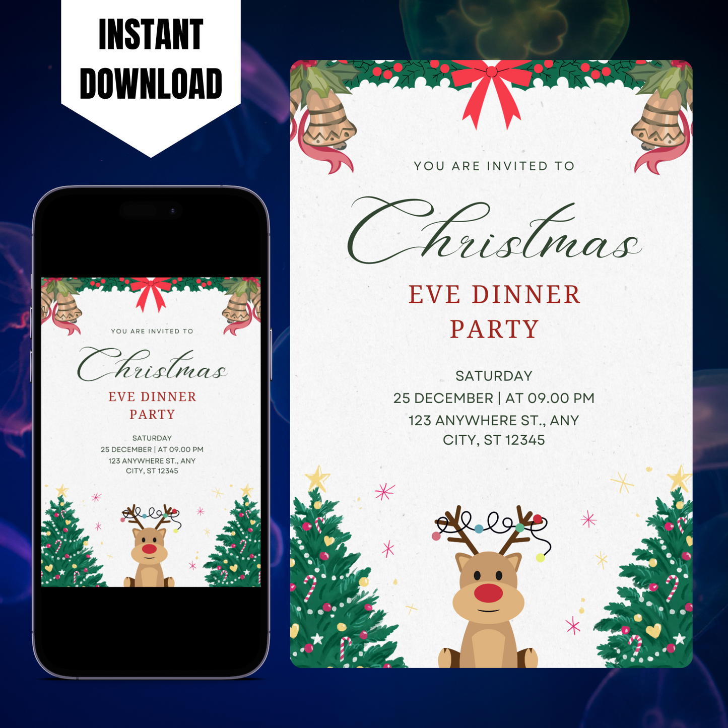 Christmas Eve Dinner Party Invite Template