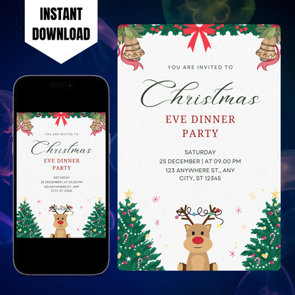 Christmas Eve Dinner Party Invite Template CreativeRino