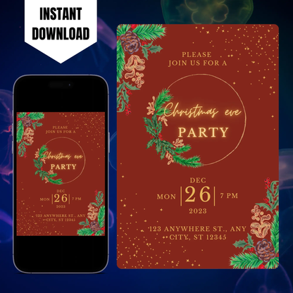 Christmas Eve Party Invitation Template CreativeRino