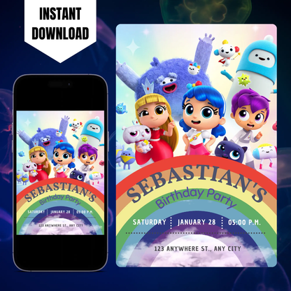 True and the Rainbow Kingdom Birthday Invitation Template CreativeRino