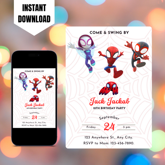 Spidey and his Amazing Friends Birthday Invitation Template