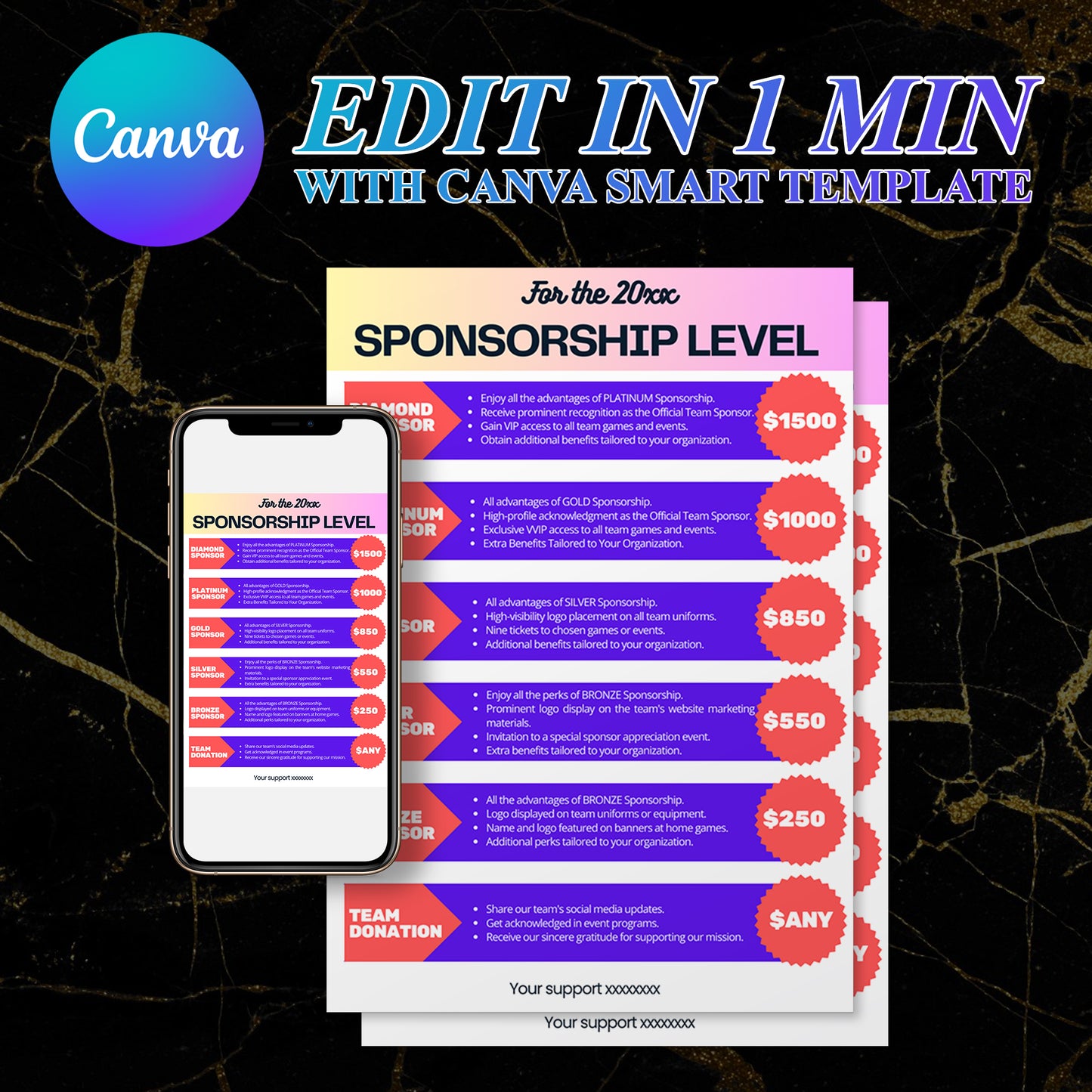 Sponsorship Level Flyer Template | Club Sponsorship Level Flyer