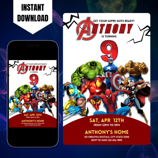 Avengers Birthday Invitation Template | Superhero Invite