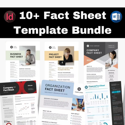 10+ Fact Sheet Template Bundle | MS Word & Indesign | Nonprofit Organization, Company, Business, Project, Financial Fact Sheet Templates CreativeRino