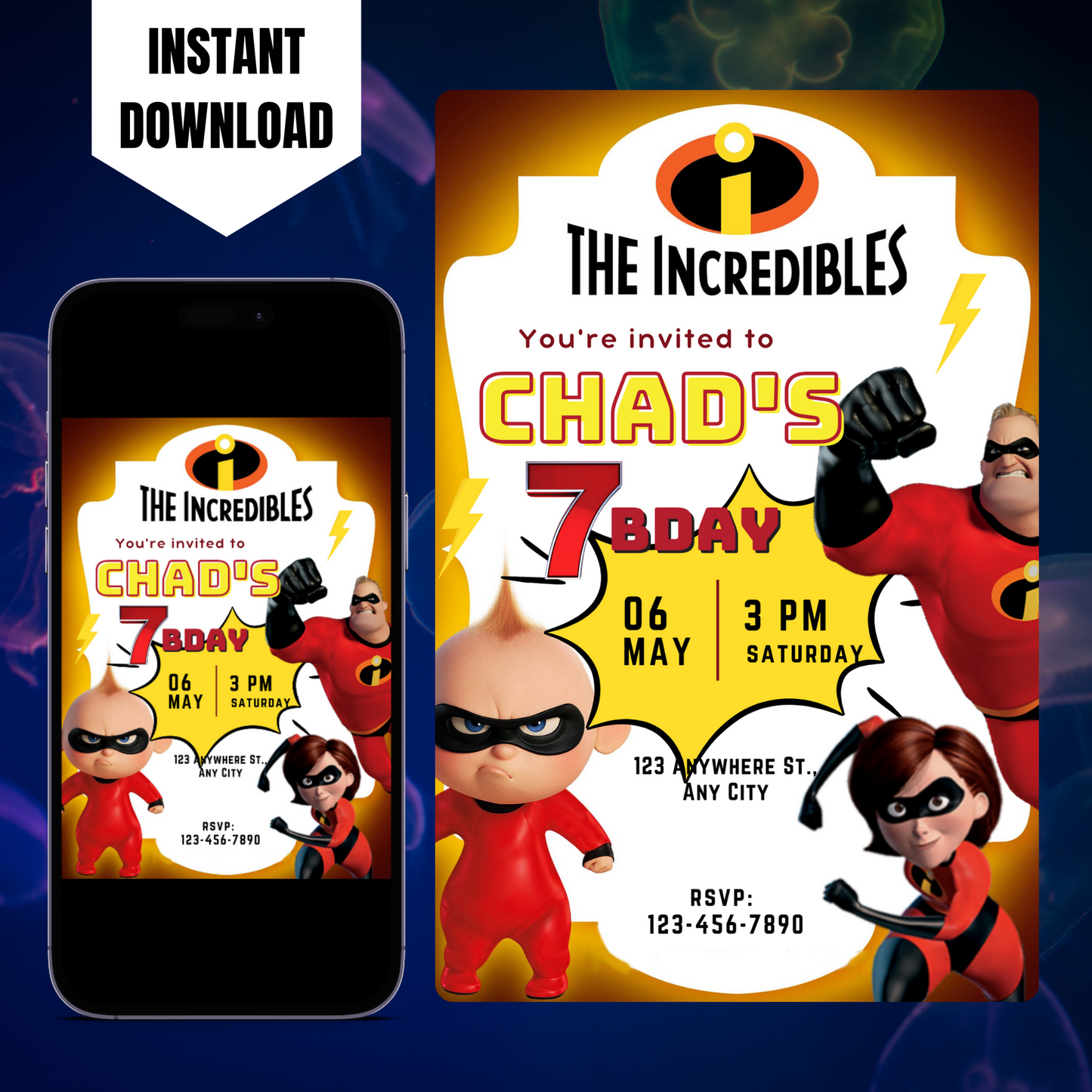 The Incredibles Birthday Invitation Template