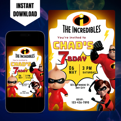 The Incredibles Birthday Invitation Template CreativeRino