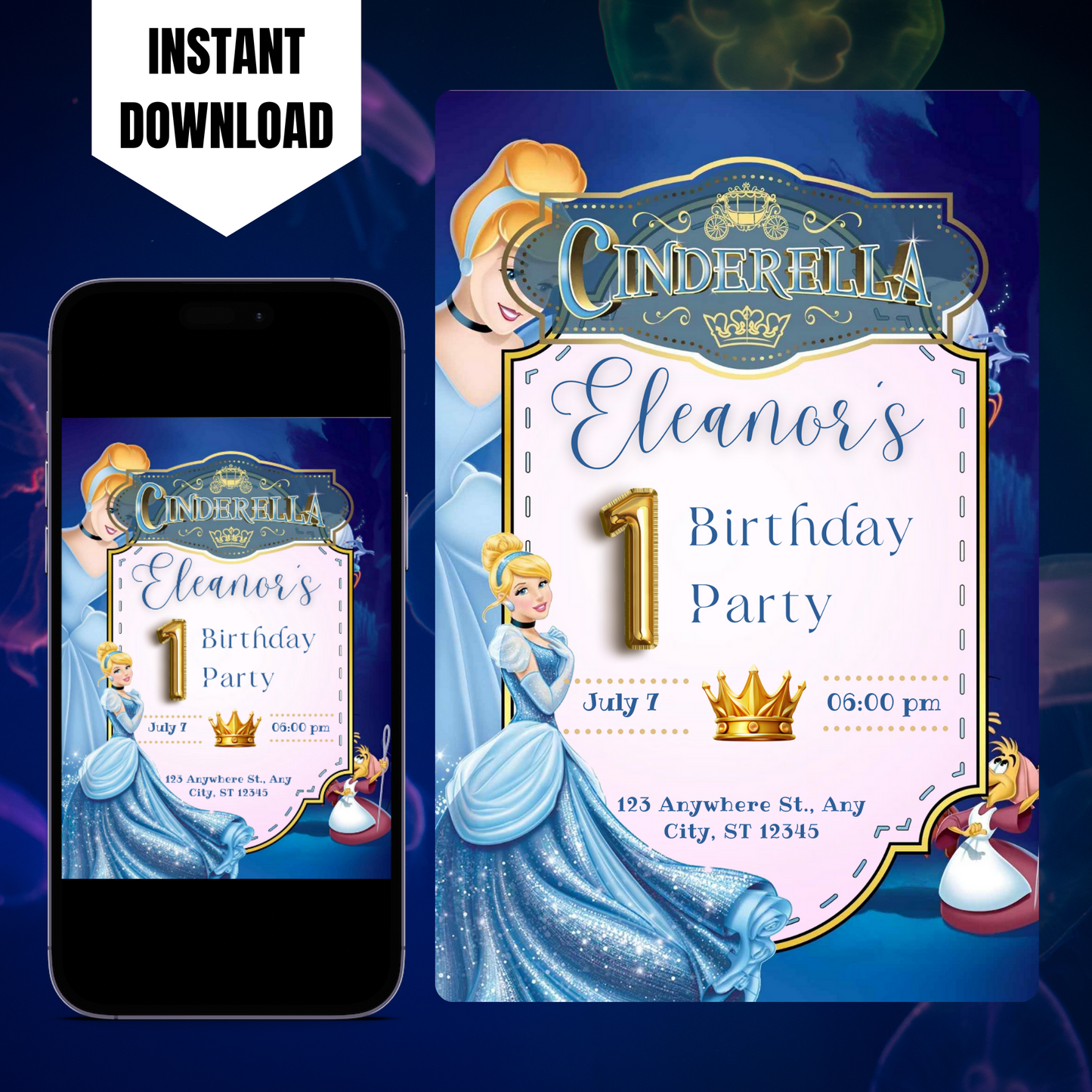 Cinderella Birthday Invitation Template