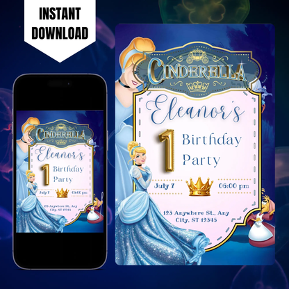 Cinderella Birthday Invitation Template CreativeRino