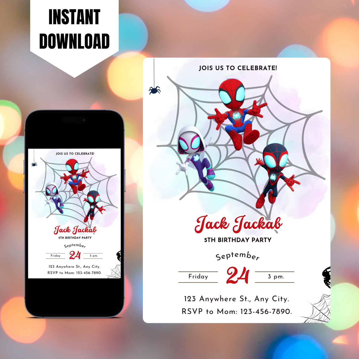 Spidey and his Amazing Friends Birthday Invitation Template