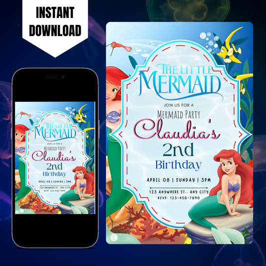 The Little Mermaid Birthday Invitation Template