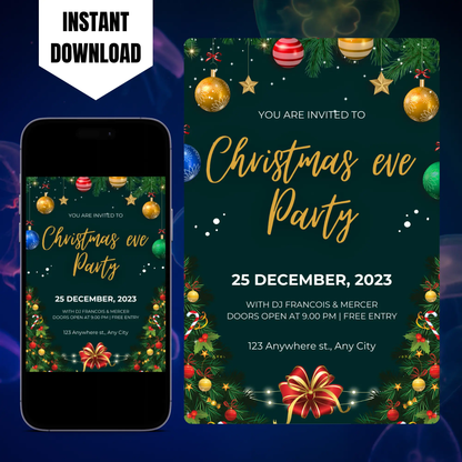 Christmas Eve Party Invitation Template CreativeRino