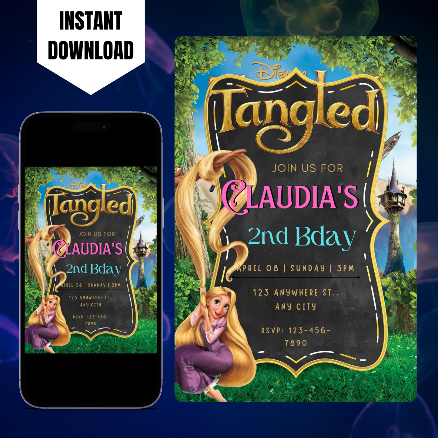 Tangled Birthday Invitation Template