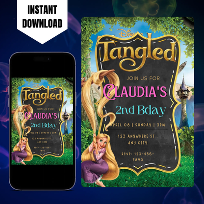 Tangled Birthday Invitation Template CreativeRino