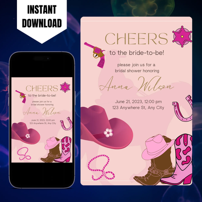 Rodeo Cowgirl Bridal Shower Invitation Template CreativeRino