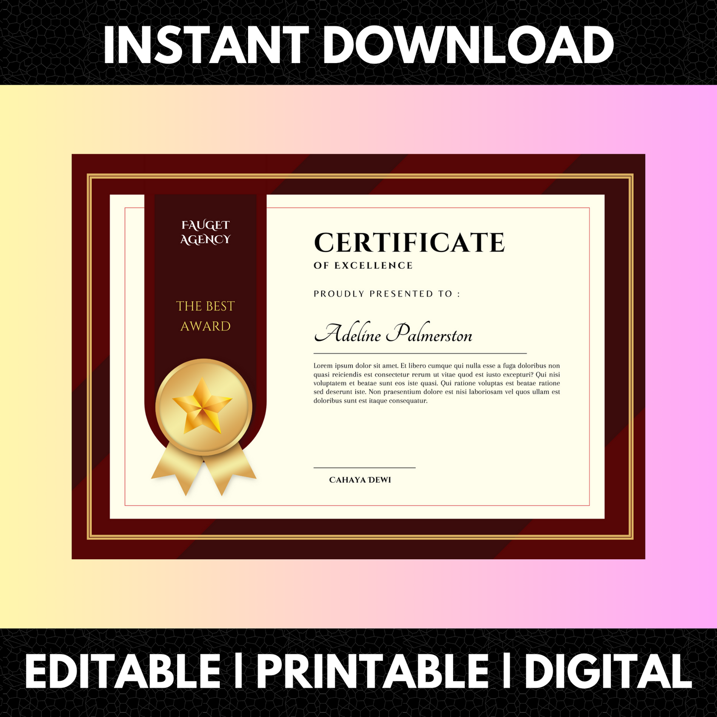 Certificate of Excellence Template | Excellence Certificate