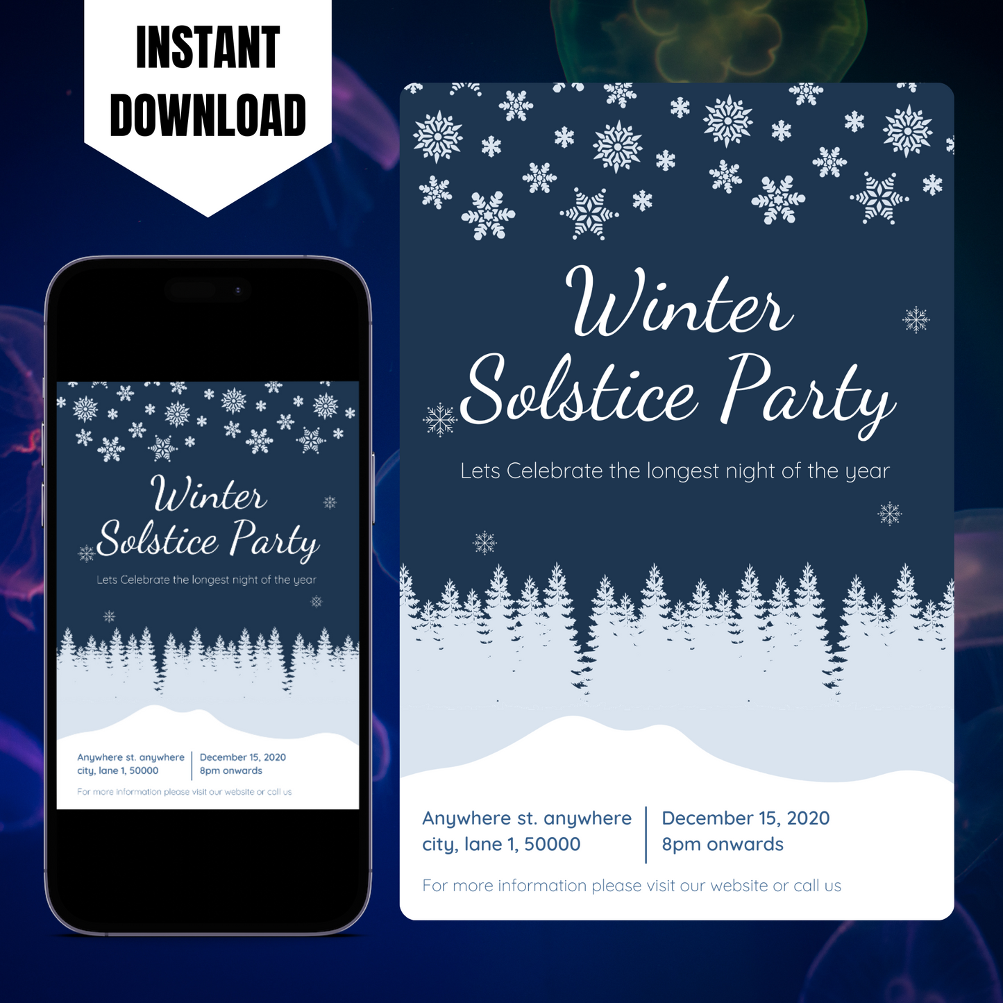 Winter Solstice Party Invitation Template