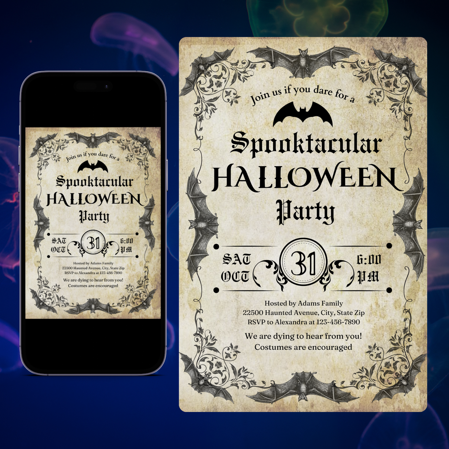 Vintage Halloween Party Invitation Template