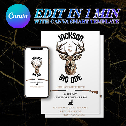 The Big One Hunting Birthday Invitation Template - CreativeRino