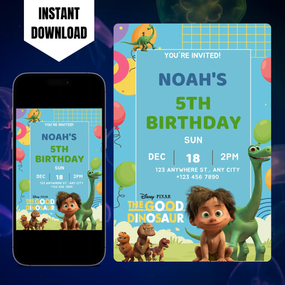 Good Dinosaur Birthday Invitation Template CreativeRino