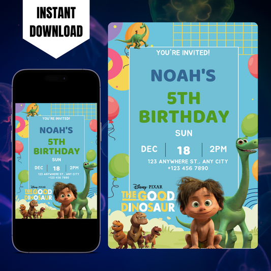 Good Dinosaur Birthday Invitation Template