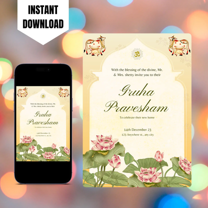 Gruhapravesham Invitation Template | Indian Housewarming Invite CreativeRino