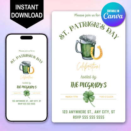 St. Patrick's Day Party Invitation Template - CreativeRino