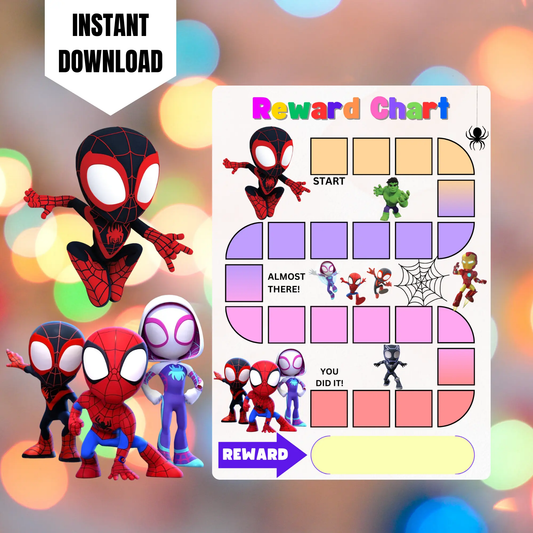 Spidey and his Amazing Friends Reward Chore Chart Template | Spidey Behavior Chart CreativeRino