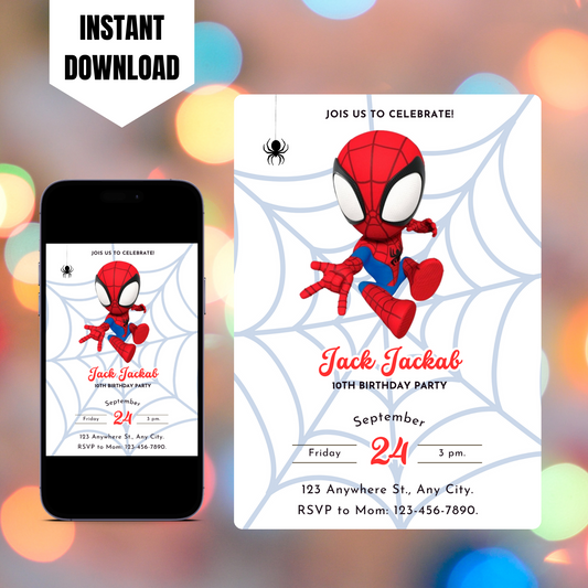 Spidey and his Amazing Friends Birthday Invitation Template