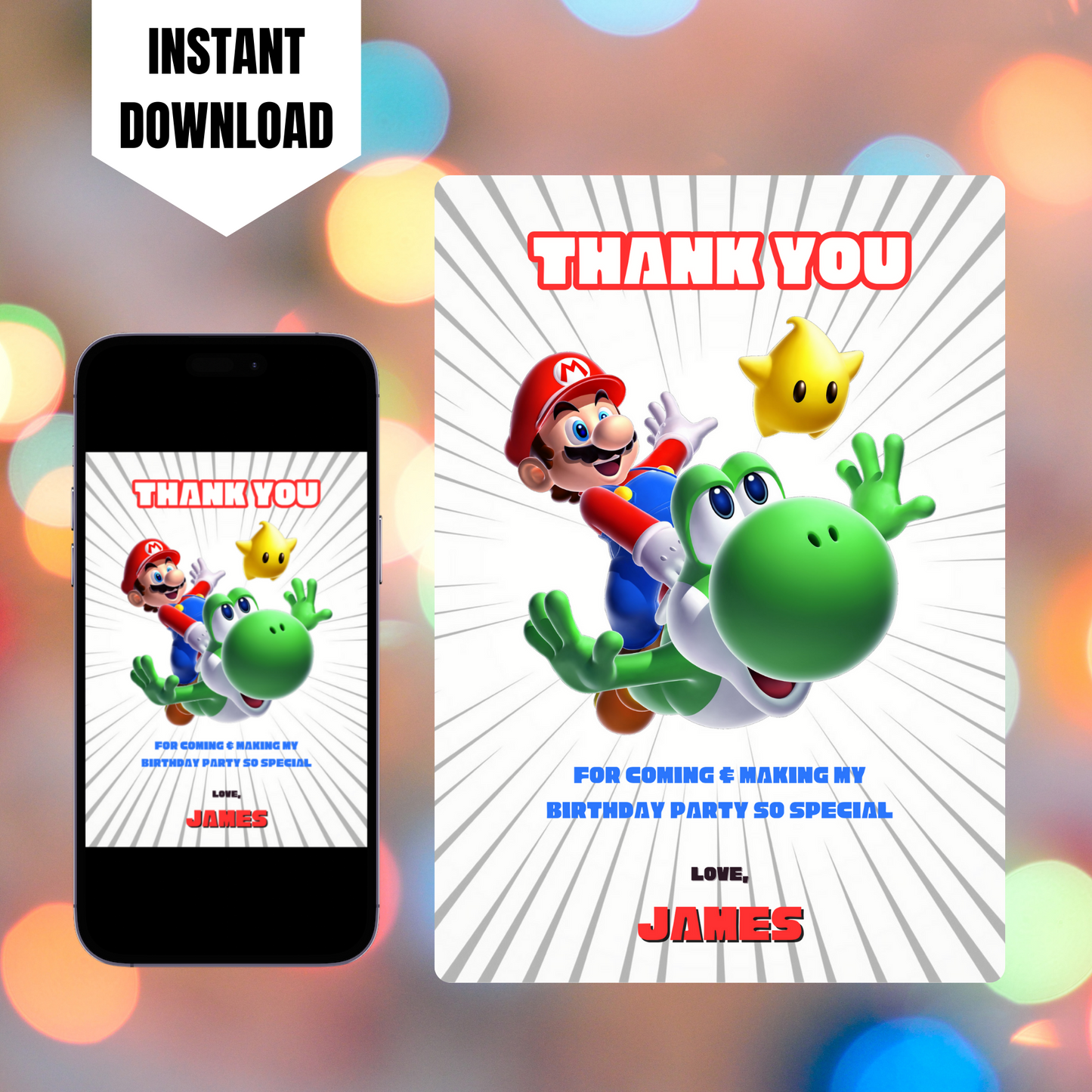 Super Mario Thank You Card Template