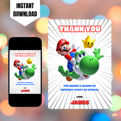 Super Mario Thank You Card Template CreativeRino