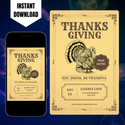 Little Turkey Thanksgiving Invitation Template CreativeRino
