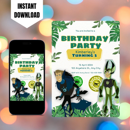 Wild Kratts Birthday Invitation Template CreativeRino