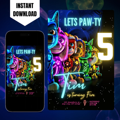 Paw Patrol Mighty Pups Birthday Invitation Template CreativeRino