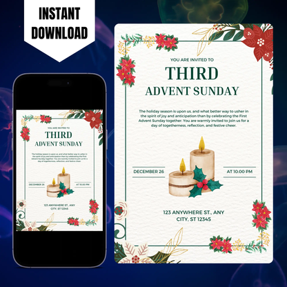 Advent Invitation Template | Advent Celebration Party Invite CreativeRino