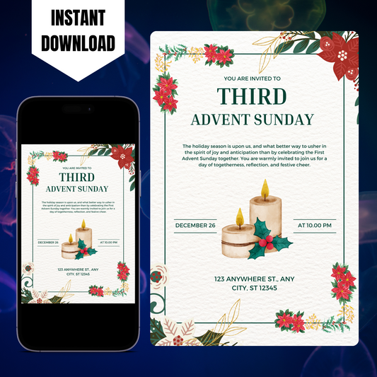 Advent Invitation Template | Advent Celebration Party Invite