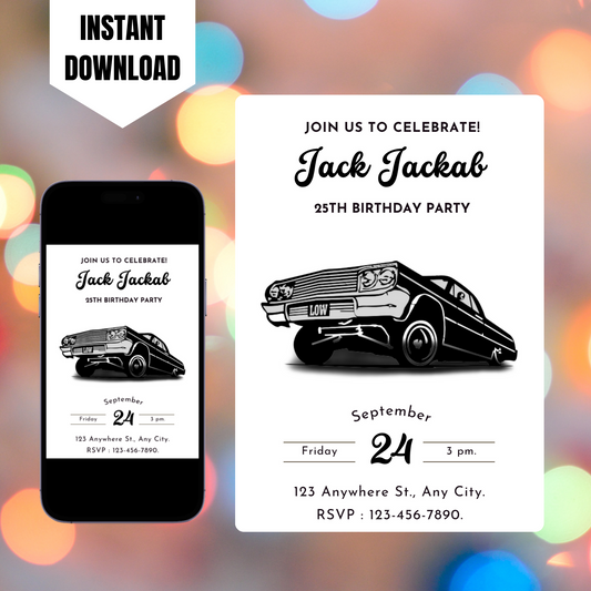 Lowrider Cholo Birthday Invitation Template