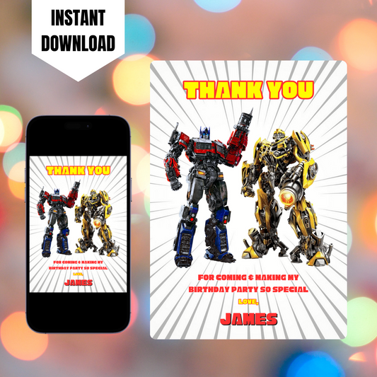 Transformer Thank You Card Template