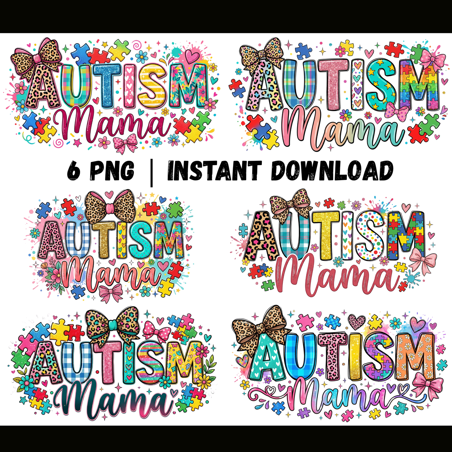 Autism Mama PNG | Autism Awareness PNG Sublimation Design | Coquette Faux Yarn Designs CreativeRino