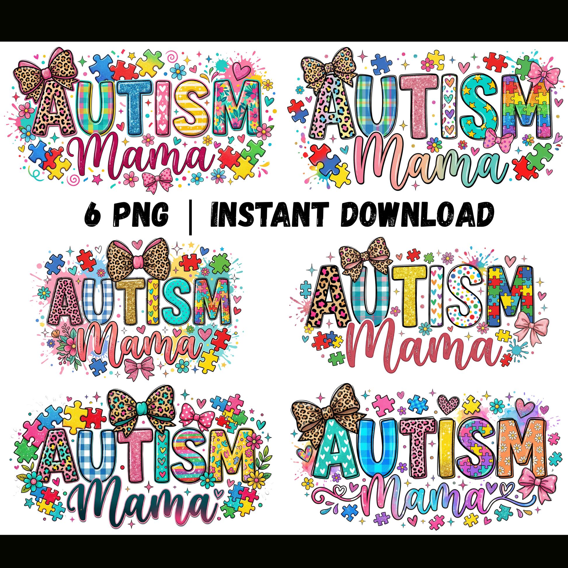 Autism Mama PNG | Autism Awareness PNG Sublimation Design | Coquette Faux Yarn Designs CreativeRino