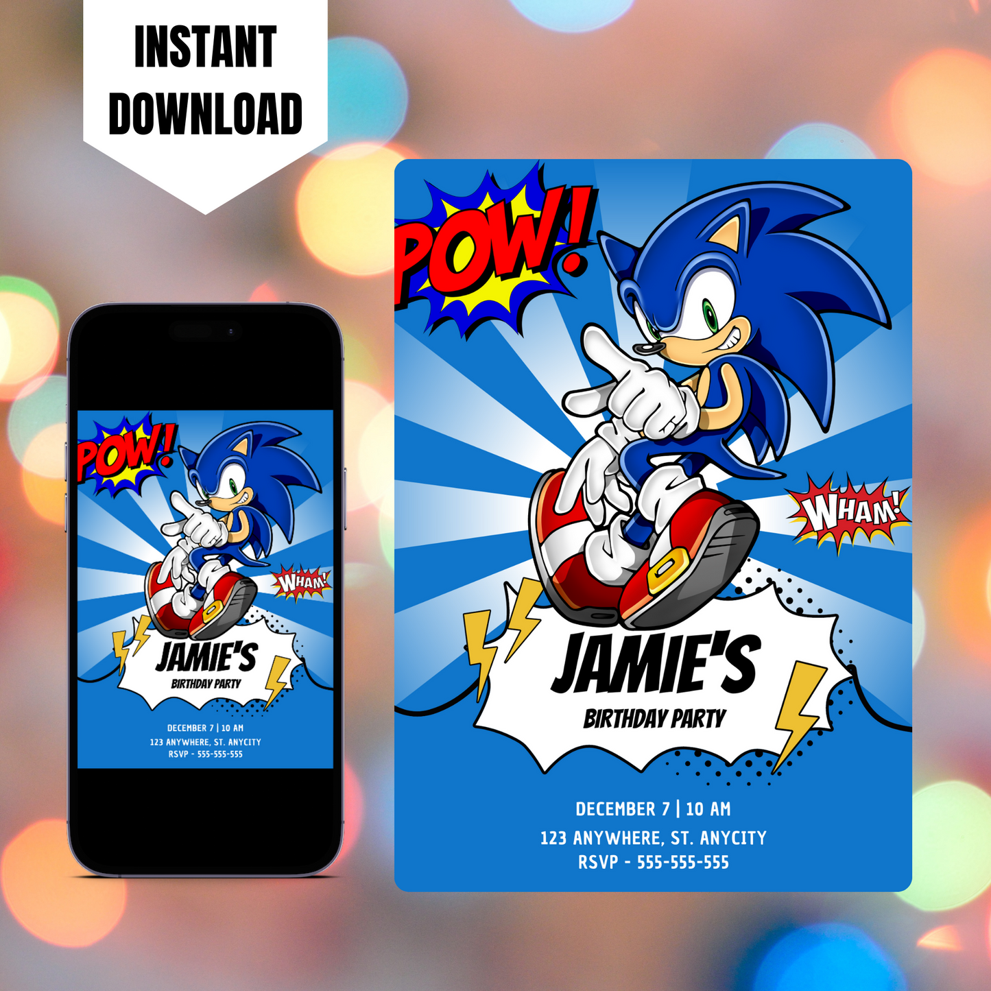 Sonic the Hedgehog Birthday Invitation Template