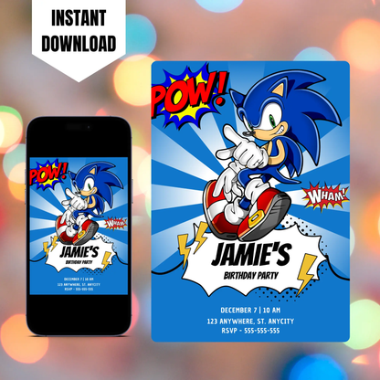 Sonic the Hedgehog Birthday Invitation Template CreativeRino