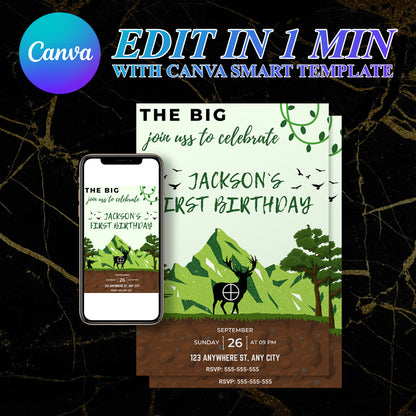 The Big One Hunting Birthday Invitation Template - CreativeRino