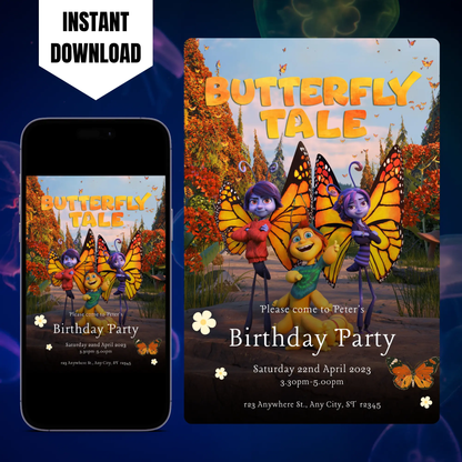 Butterfly Tale Birthday Invitation Template CreativeRino