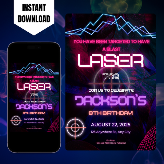 Laser Gaming Birthday Invitation Template