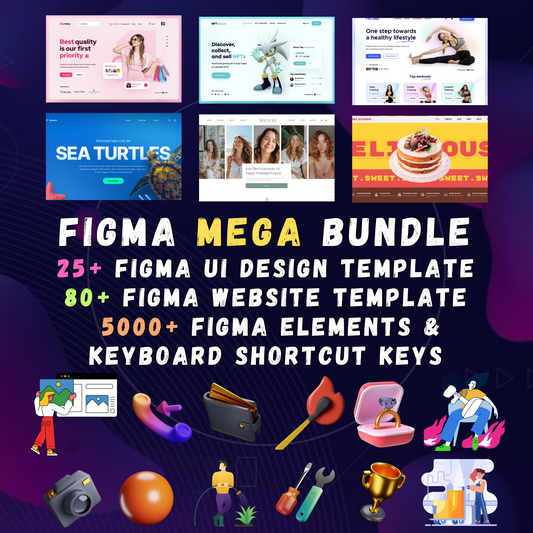 Figma Mega Bundle | 25+ Figma Ui Designs | 80+ Figma Website Template | 5000+ Figma Elements | Figma Keyboard Shortcut Keys Template