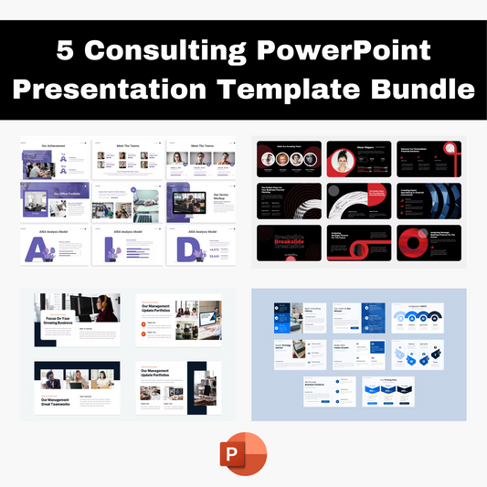 5 Consulting Powerpoint Presentation Template Bundle | Finance Business Mentoring Management Strategy Consulting PowerPoint Template