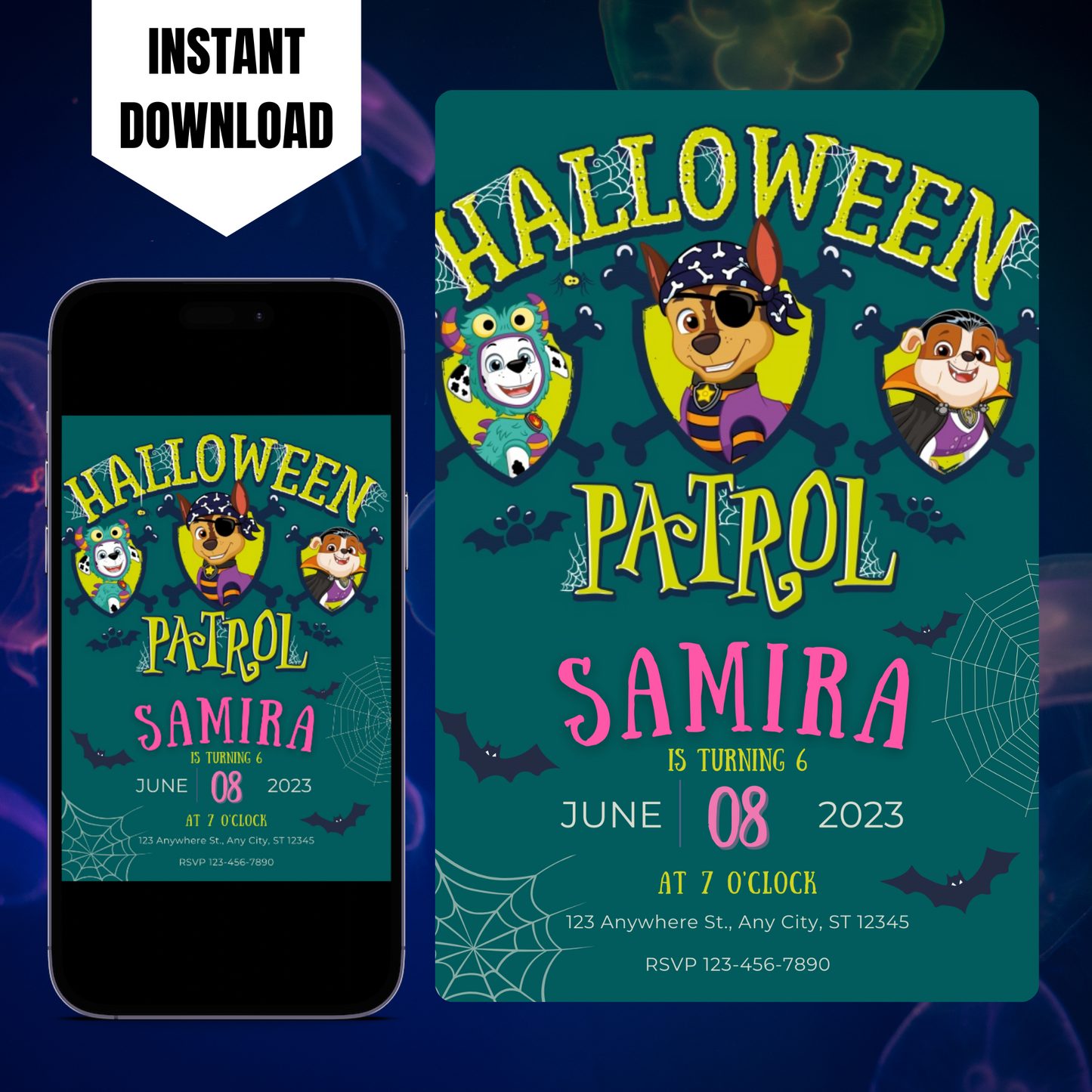 Paw Patrol Halloween Birthday Invitation Template