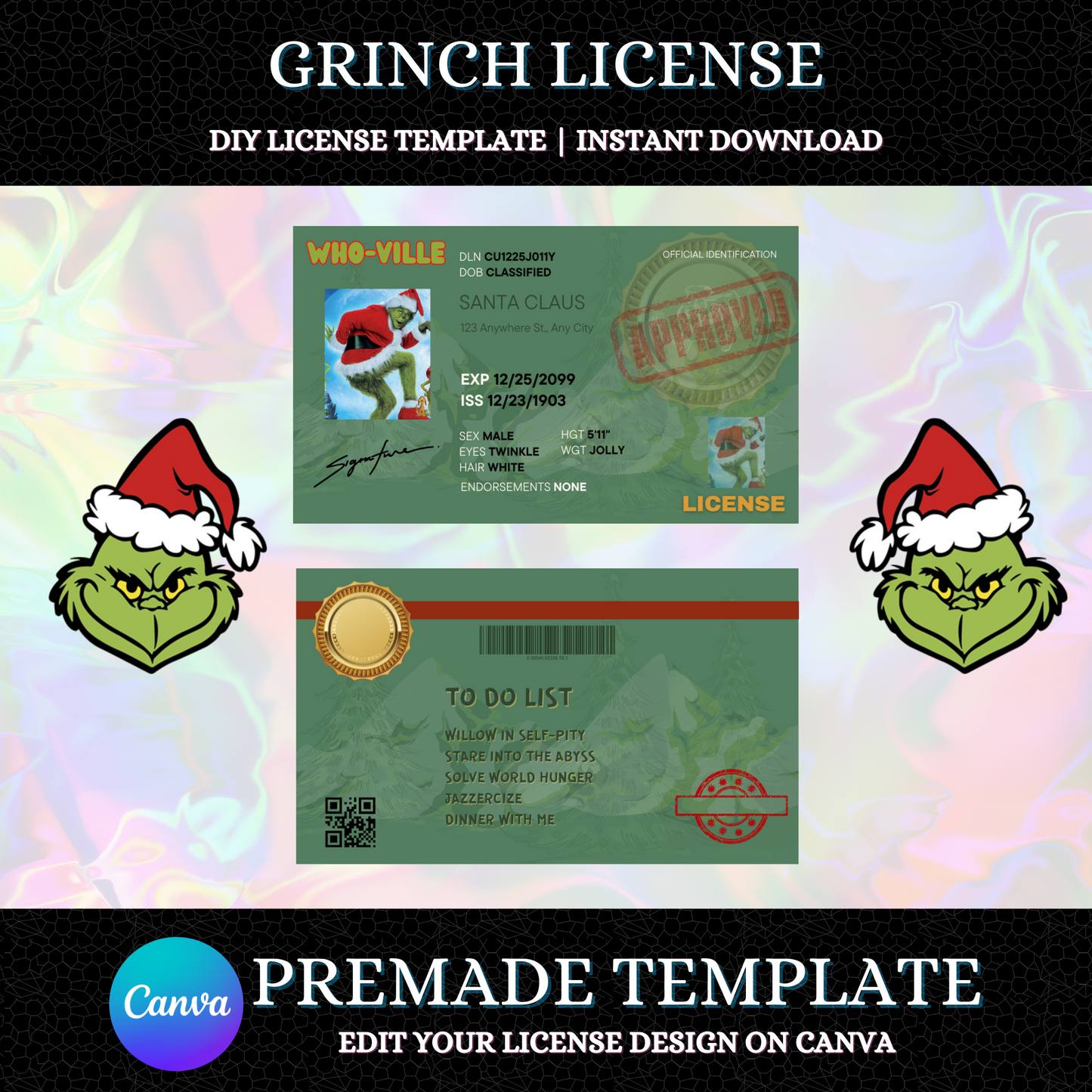 Who Ville Grinch License Template